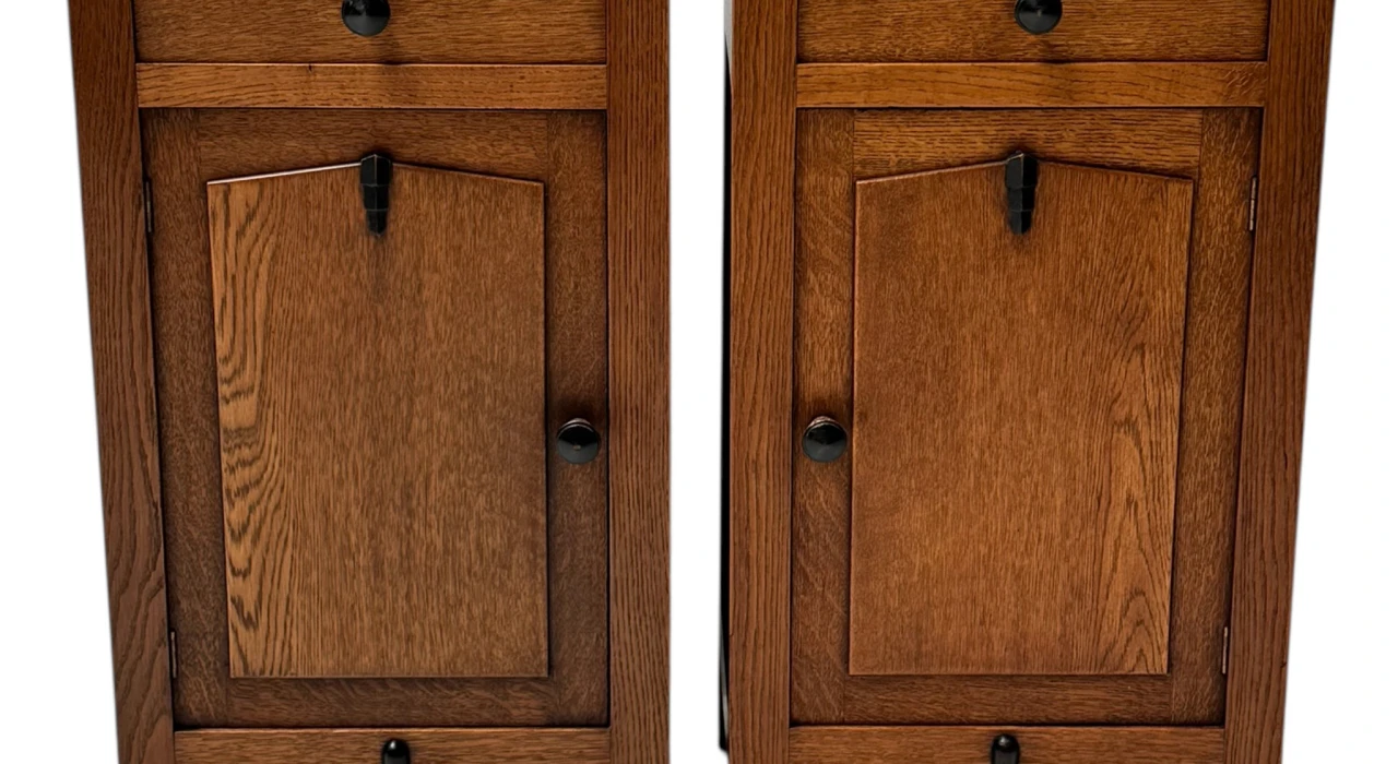 Two Art Deco Amsterdamse School Nightstands or Bedside Tables, 1920s